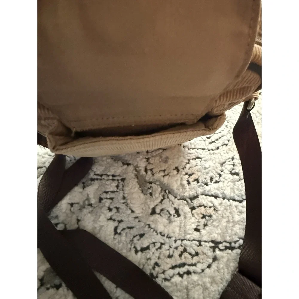 Vintage Y2K American Eagle Unisex Corduroy Crossbody Purse Bag Brown Boho